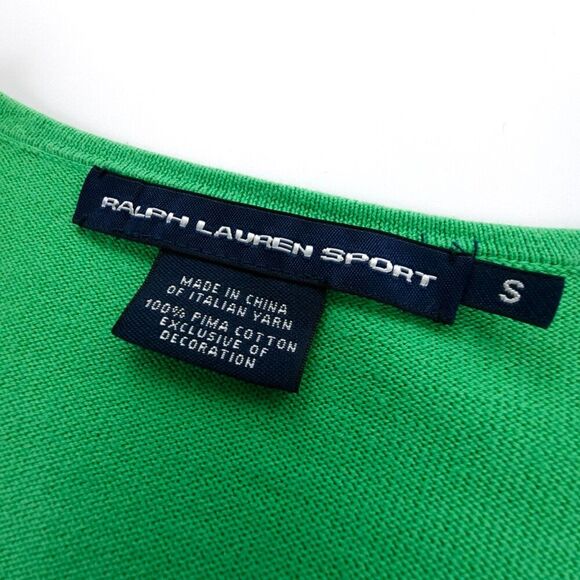 RALPH LAUREN SPORT Pima Cotton Polo Crest Knit Sweater Preppy Academia Old Money - Picture 2 of 5